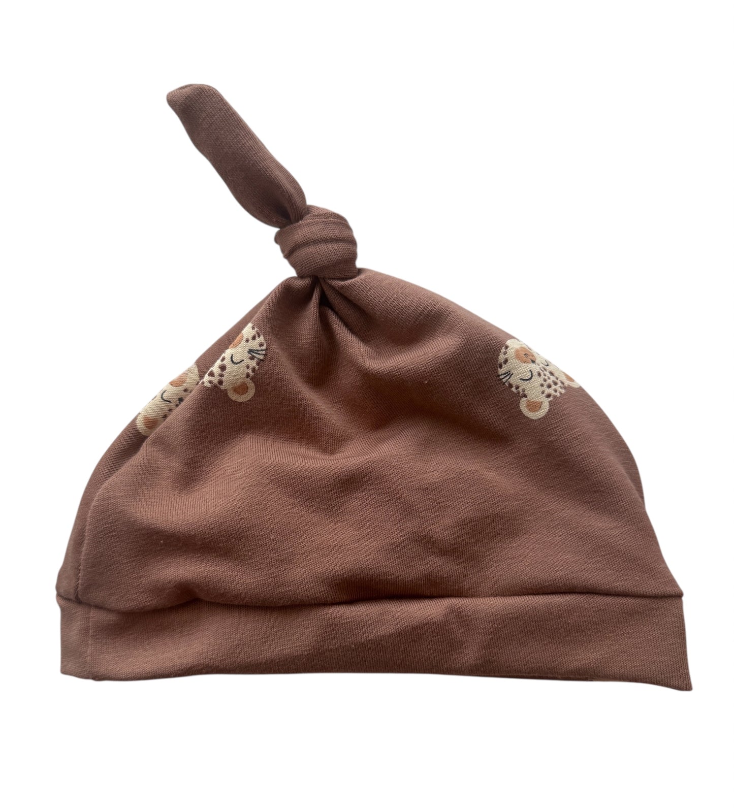 MOCHA LEOPARD BABY KNOT HAT