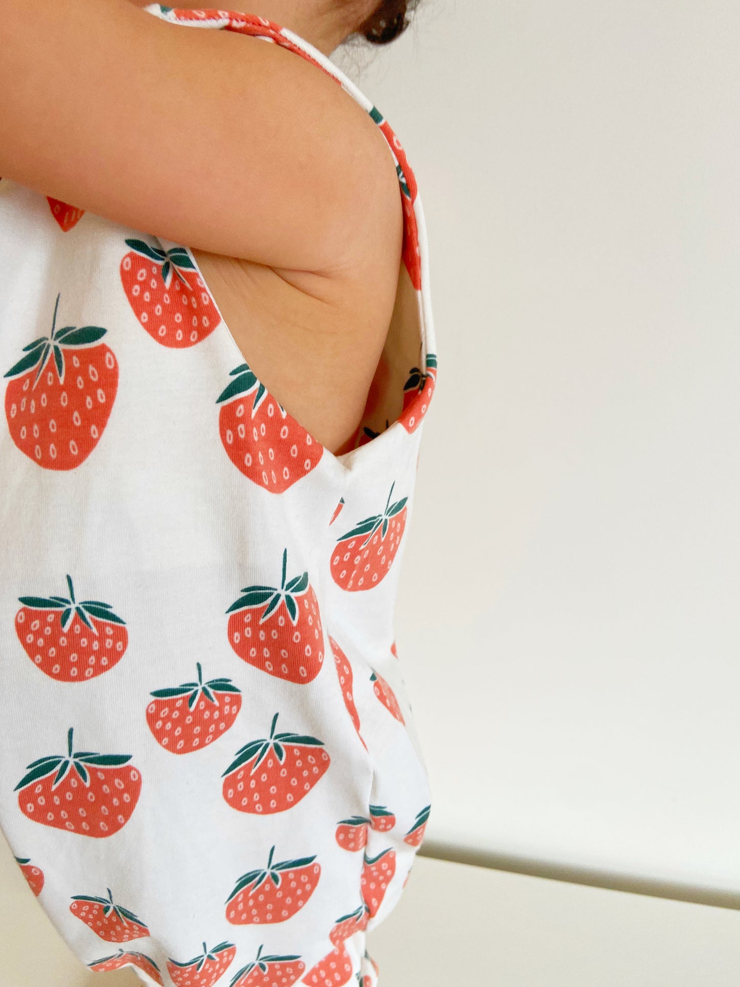 Strawberries and Cream Harem Romper