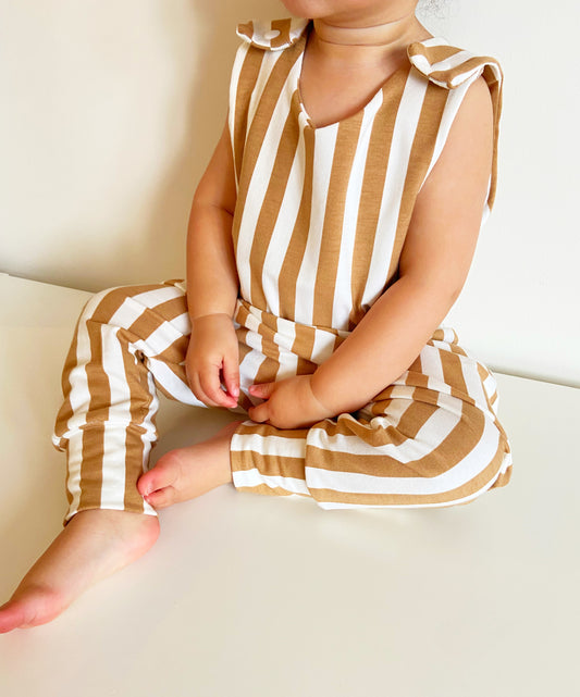 Toffee Stripe Harem Romper