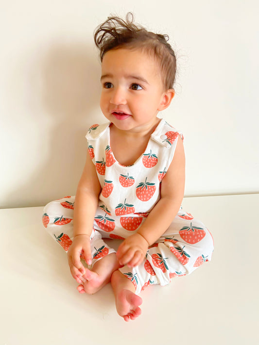 Strawberries and Cream Harem Romper